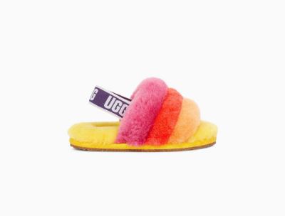 UGG Rainbow Fluff Yeah Toddlers Slippers Yellow Multicolor - AU 975WF